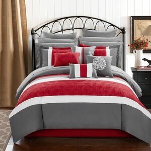 Chic Home Pisa 16 Piece Bed in a Bag Comforter Set, King, Red